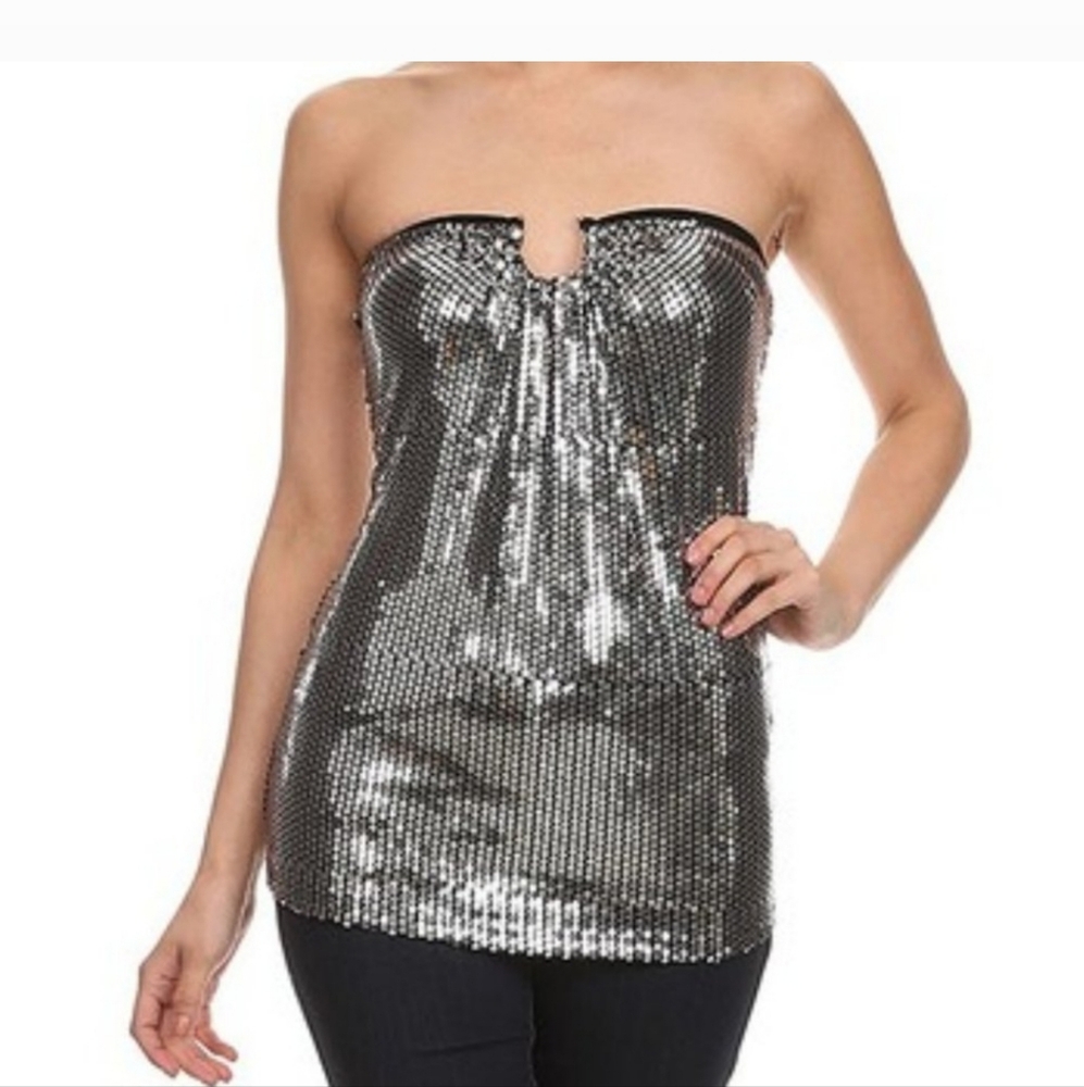 Silver Sequin Women's Top - image 1